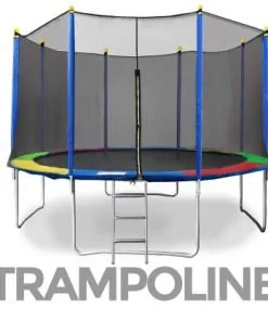 Round multicolor Trampoline with safety net & roof 8-10-12-14-16 feet - Image 3