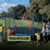Round multicolor Trampoline with safety net & roof 8-10-12-14-16 feet