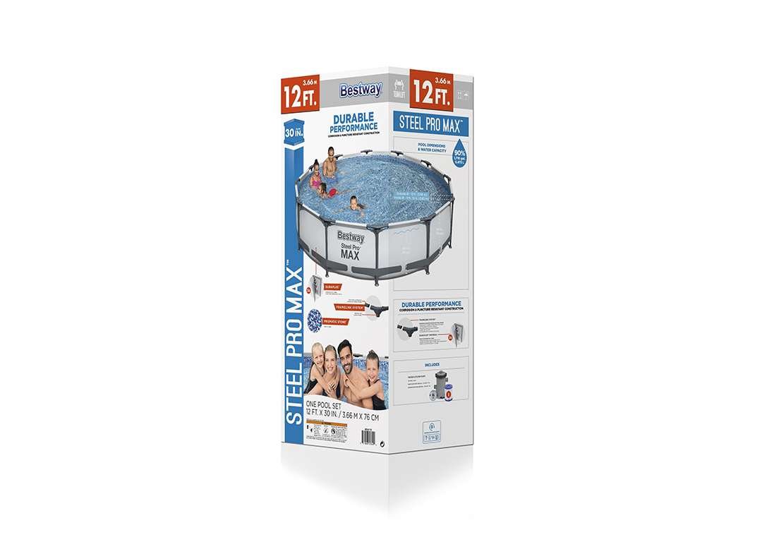 Bestway 56416 | Size 12.0 x 12.0 x 2.50 Ft | Steel Pro MAX Round Metal Frame Portable Ready-Made Swimming Pool - Image 4