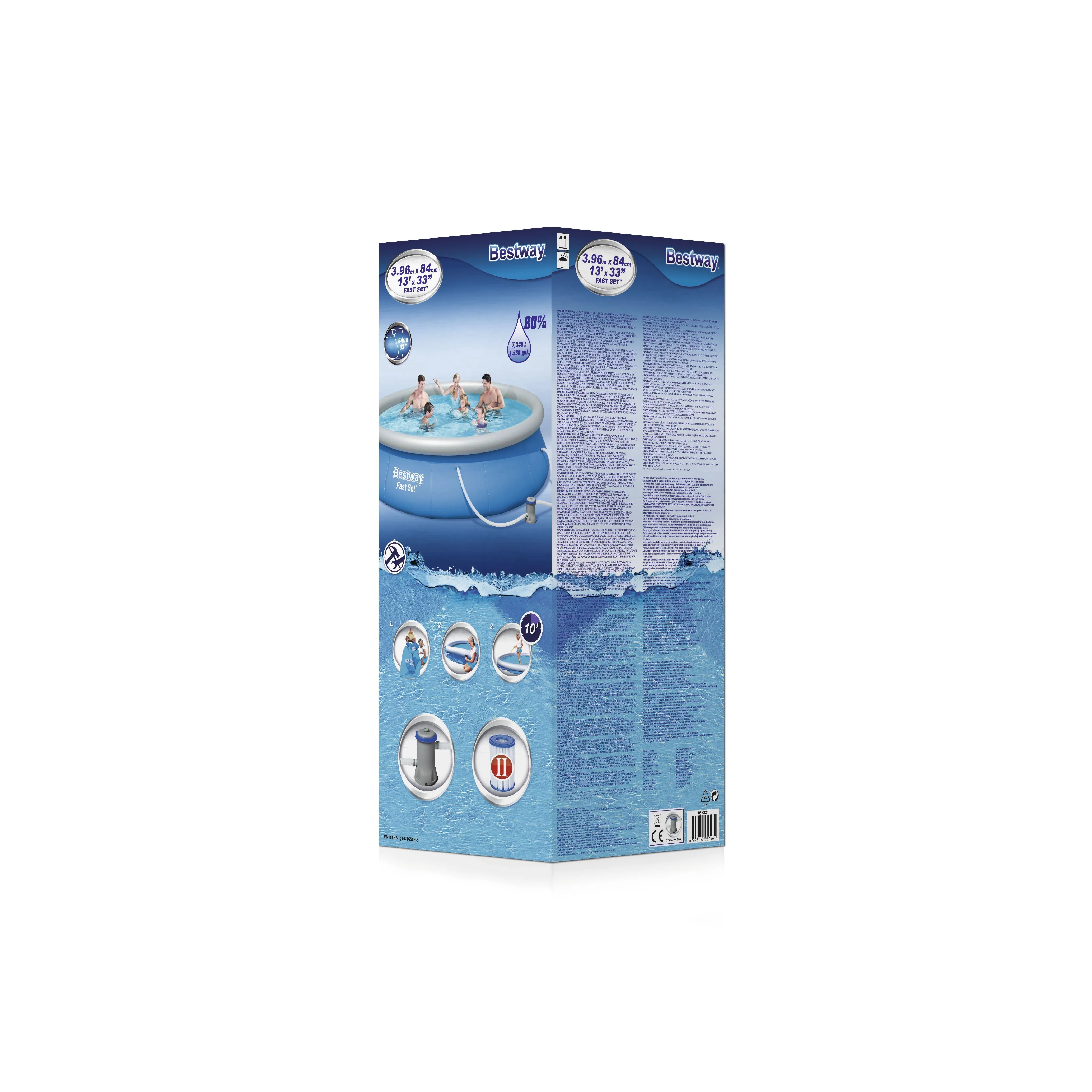 Bestway 57321 | Size 13.0 x 13.0 x 2.75 Ft | Inflatable Round Fast Set Portable Ready-Made Swimming Pool - Image 3