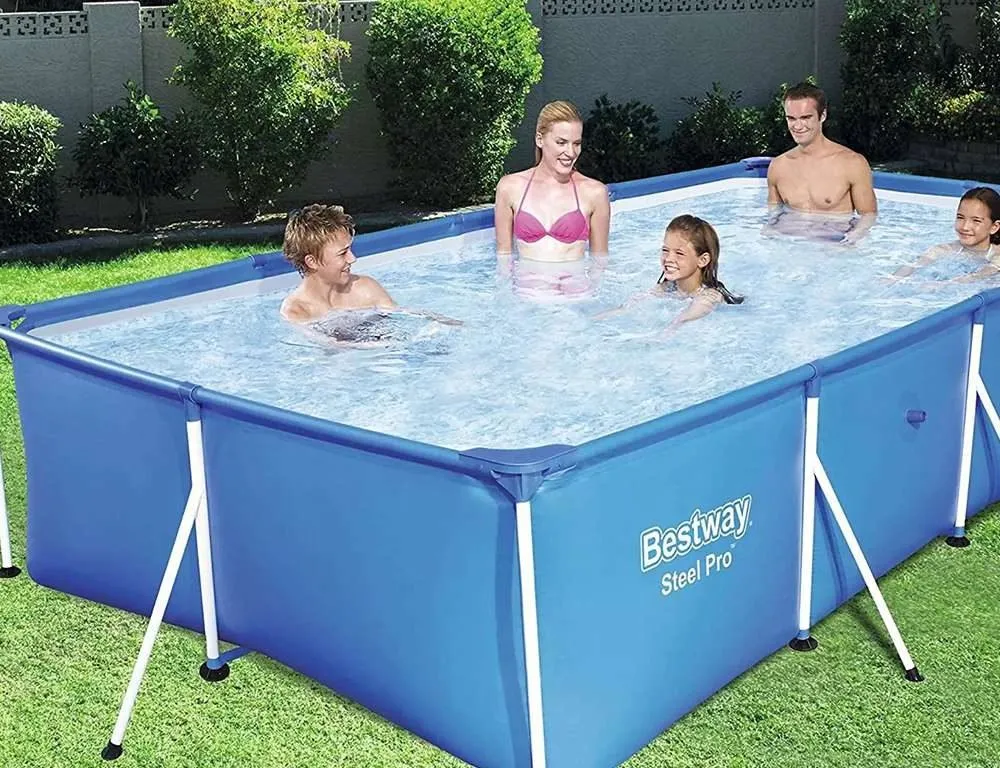 Bestway 56401 | Size 7.3 x 4.9 x 1.30 Ft | Steel Pro Rectangular Metal Frame Portable Above Ground Swimming Pool - Image 3