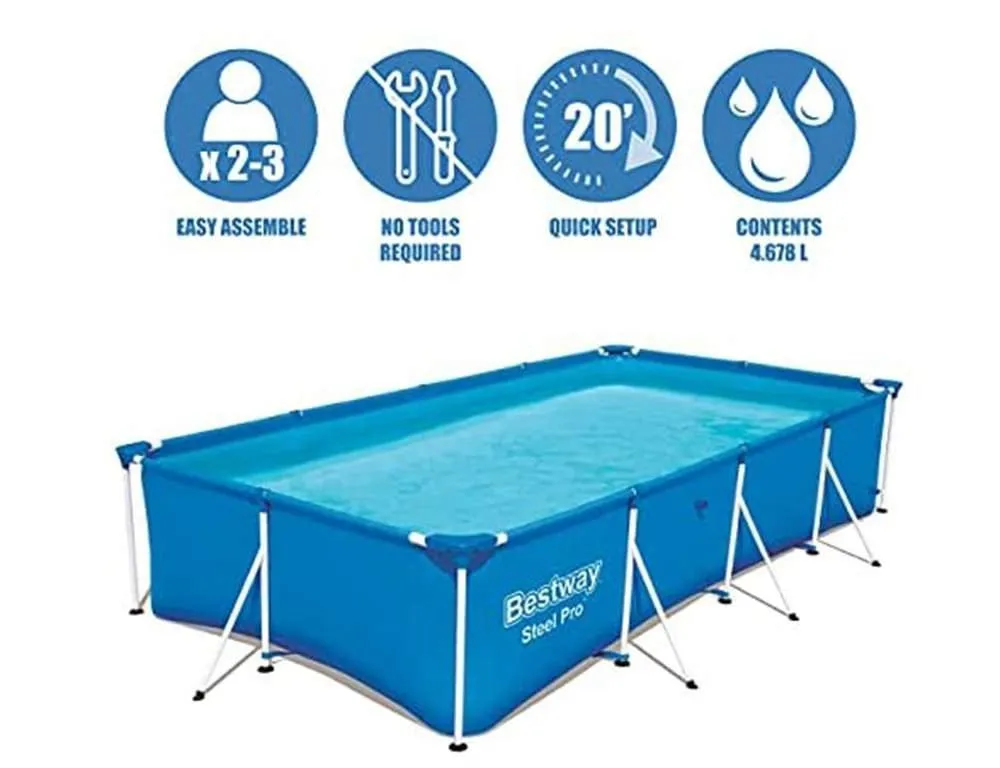 Bestway 56424 | Size 13.1 x 6.11 x 2.60 Ft | Steel Pro Rectangular Metal Frame Portable Ready-Made Swimming Pool - Image 7