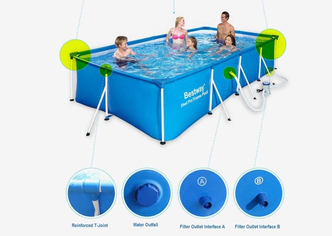 Bestway 56405 | Size 13.1 x 6.11 x 2.60 Ft | Steel Pro Rectangular Metal Frame Portable Ready-Made Swimming Pool - Image 8