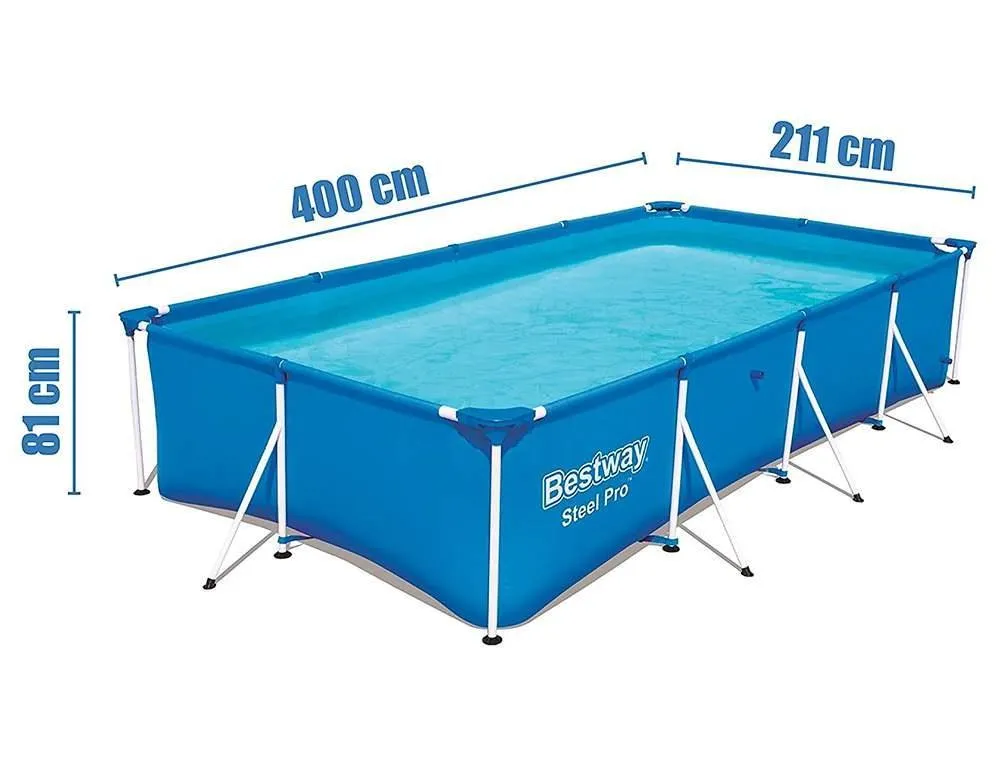 Bestway 56424 | Size 13.1 x 6.11 x 2.60 Ft | Steel Pro Rectangular Metal Frame Portable Ready-Made Swimming Pool - Image 3