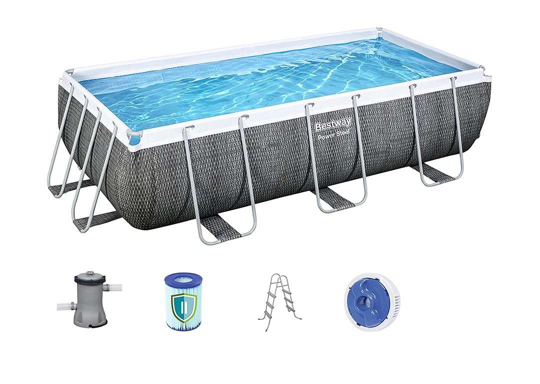 Bestway 56721 | Size 13.0 x 6.11 x 3.50 Ft | Power Steel Rectangular Metal Frame Portable Ready-Made Swimming Pool - Image 4