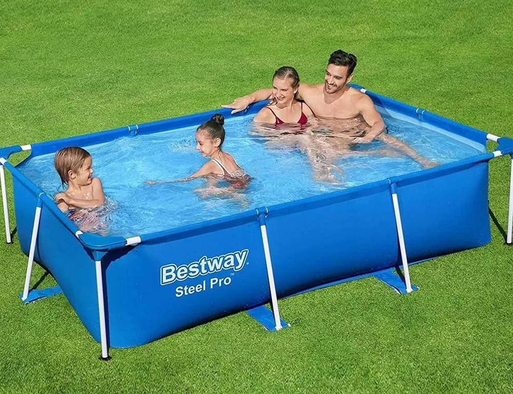 Bestway 56401 | Size 7.3 x 4.9 x 1.30 Ft | Steel Pro Rectangular Metal Frame Portable Above Ground Swimming Pool - Image 5
