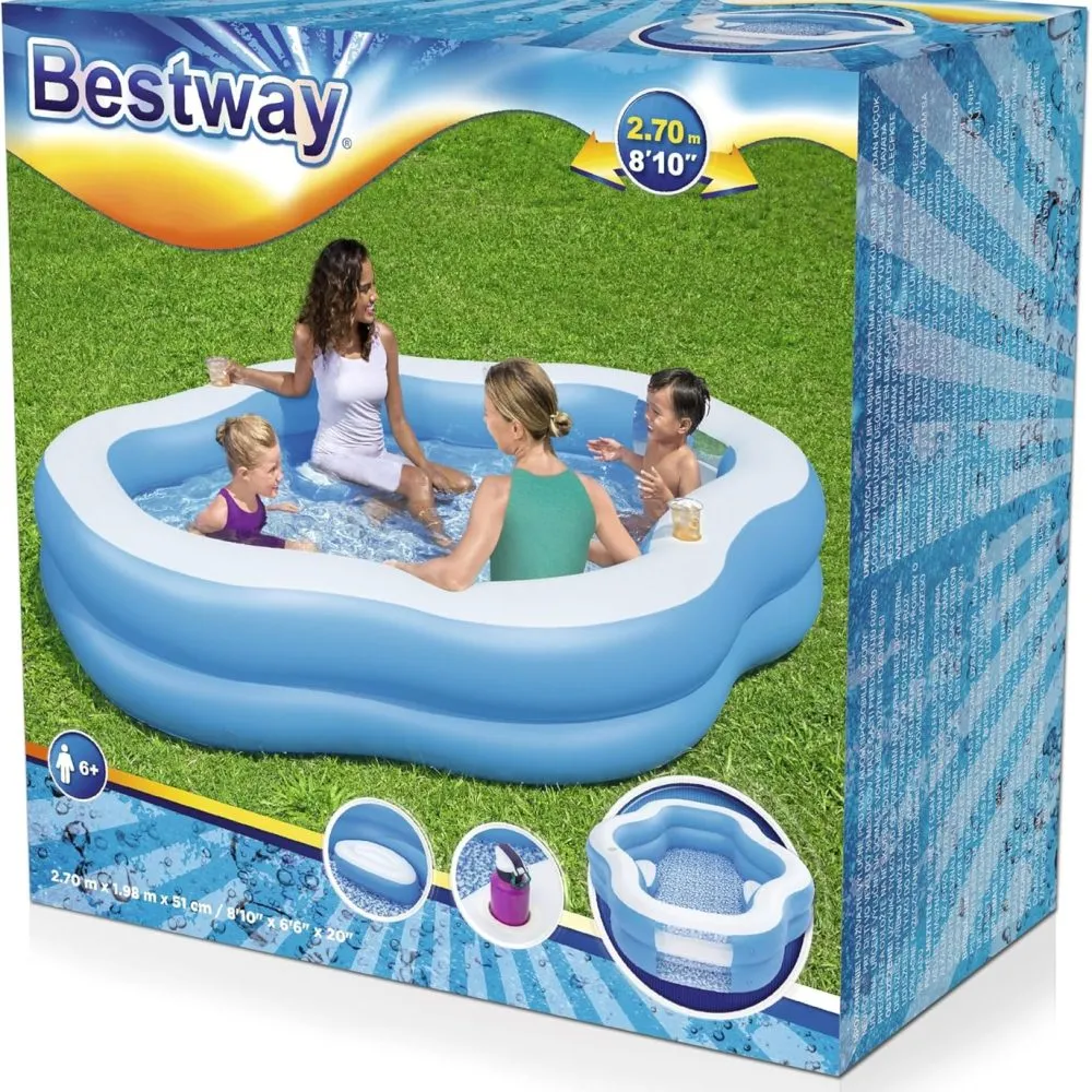 Bestway 54409 | Size 8.10 x 6.6 x 1.6 Ft |  Splashview Inflatable Fast Set Portable Ready-Made Swimming Pool - Image 5