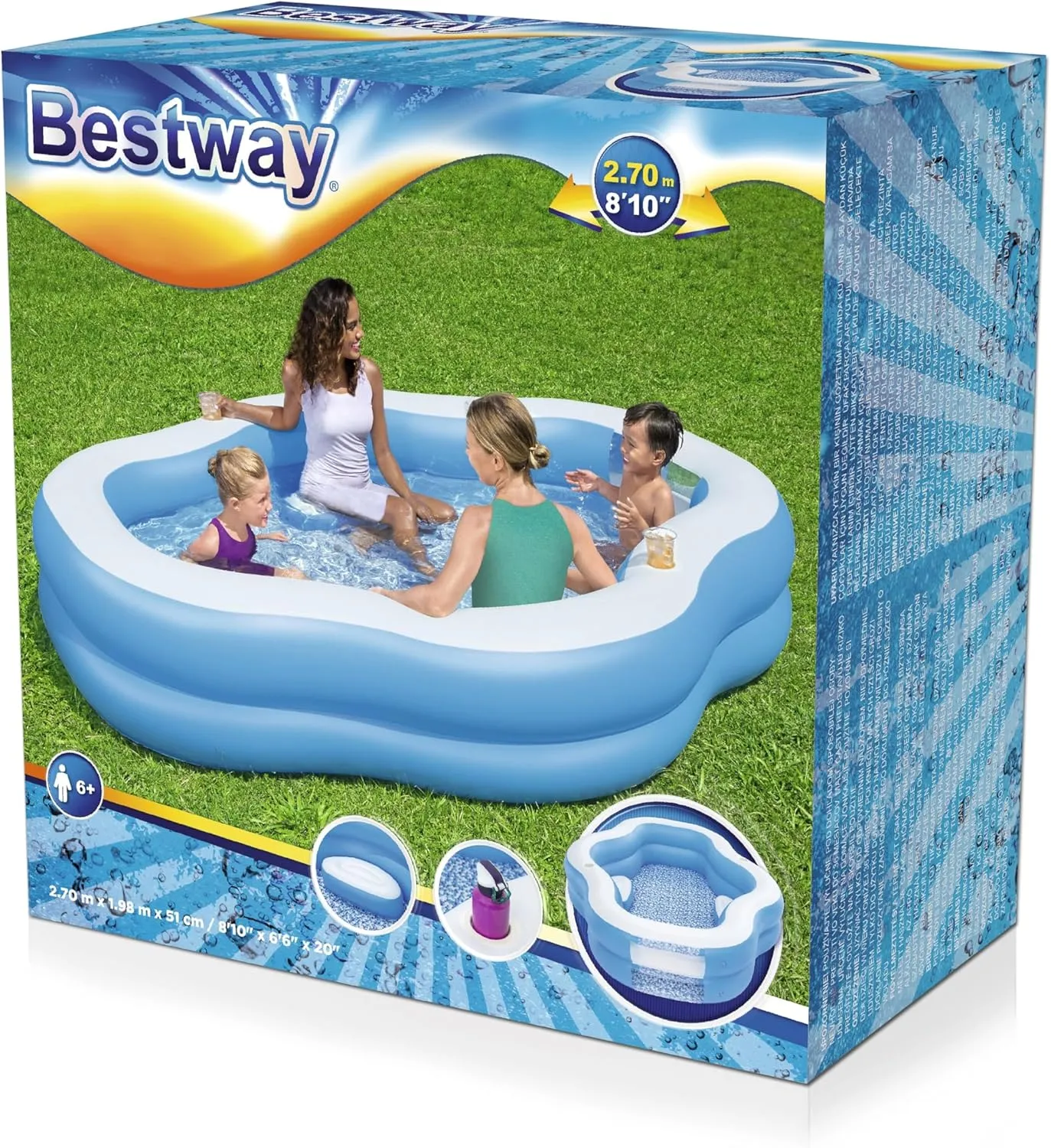 Bestway 54409 | Size 8.10 x 6.6 x 1.6 Ft |  Splashview Inflatable Fast Set Portable Ready-Made Swimming Pool - Image 5