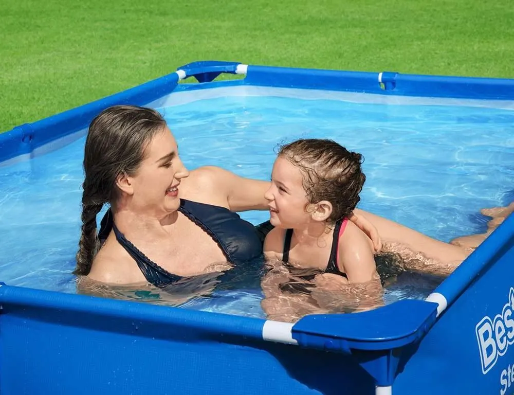 Bestway 56401 | Size 7.3 x 4.9 x 1.30 Ft | Steel Pro Rectangular Metal Frame Portable Above Ground Swimming Pool - Image 2