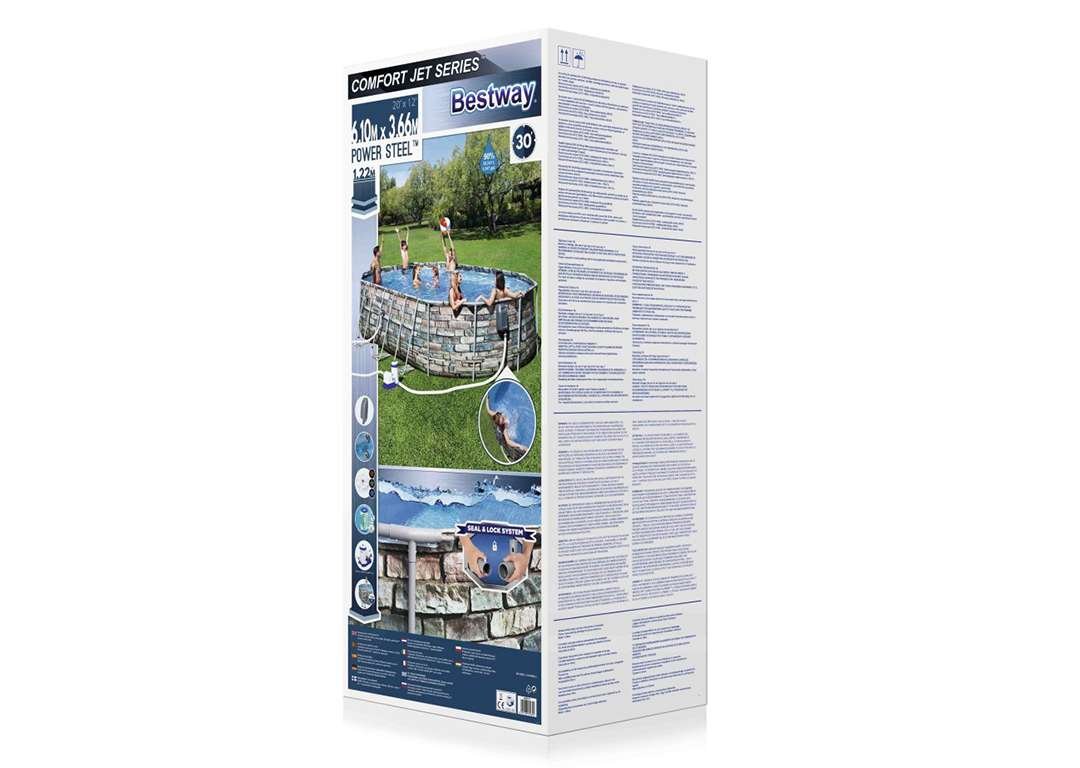 Bestway 56721 | Size 13.0 x 6.11 x 3.50 Ft | Power Steel Rectangular Metal Frame Portable Ready-Made Swimming Pool - Image 7