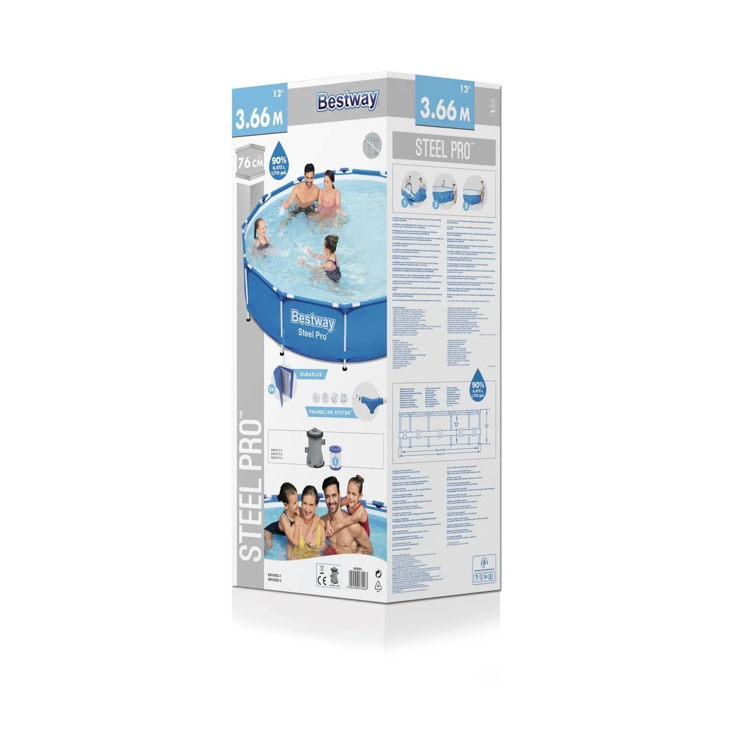 Bestway 56681 | Size 12.0 x 12.0 x 2.5 Ft | Steel Pro Round Metal Frame Portable Ready-Made Swimming Pool - Image 3