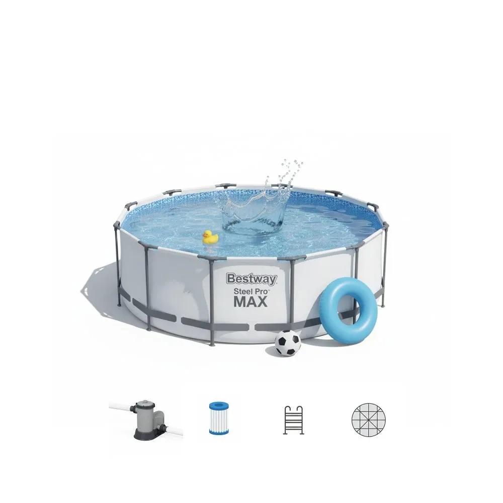 Bestway 5618W | Size 13.0 x 13.0 x 4.00 Ft | Steel Pro MAX Round Metal Frame Portable Ready-Made Swimming Pool