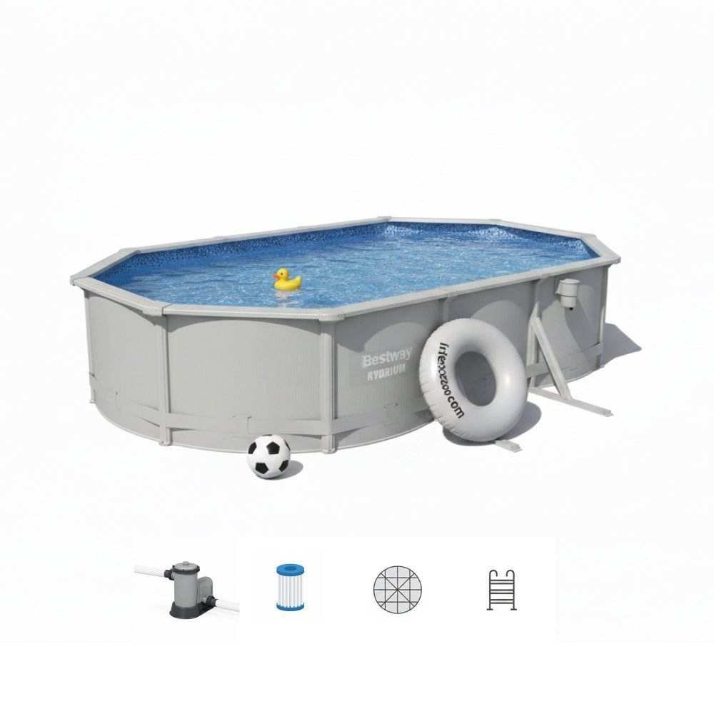 Bestway 56369 | Size 20.11 x 11.8 x 4.00 Ft | Hydrium Steel Oval Metal Frame Portable Ready-Made Swimming Pool