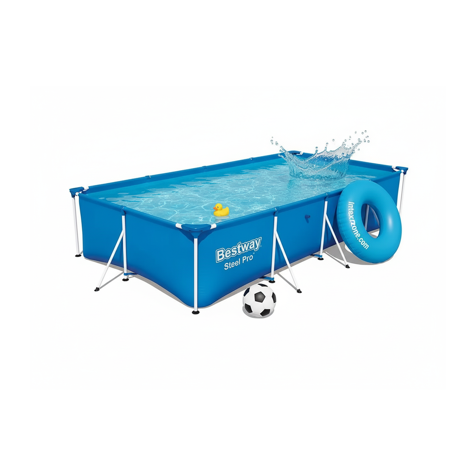 Bestway 56405 | Size 13.1 x 6.11 x 2.60 Ft | Steel Pro Rectangular Metal Frame Portable Ready-Made Swimming Pool