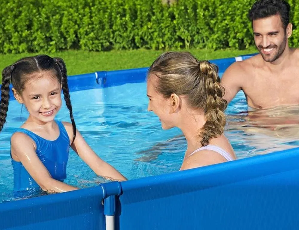 Bestway 56411 | Size 9.1 x 6.7 x 2.10 Ft | Steel Pro Rectangular Metal Frame Portable Ready-Made Swimming Pool - Image 2