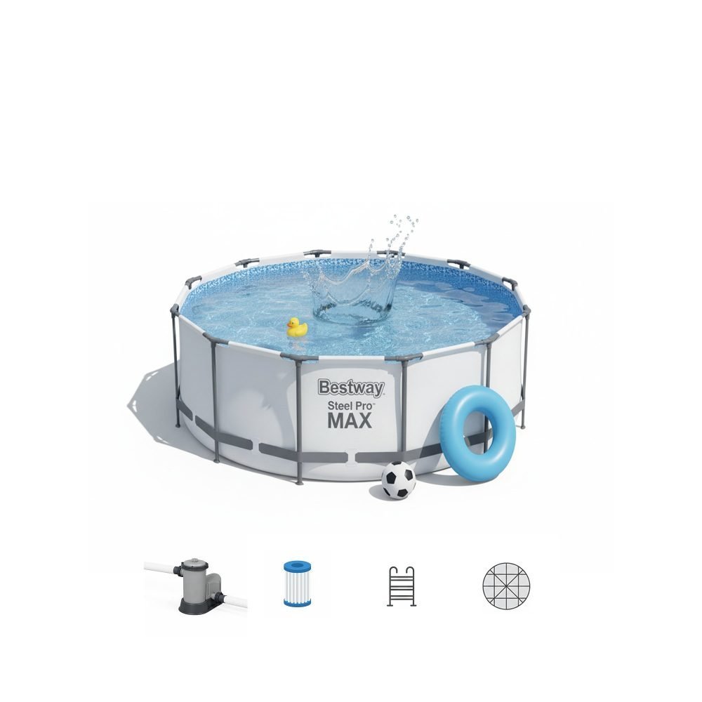 Bestway 56420 | Size 12.0 x 12.0 x 4.00 Ft | Steel Pro MAX Round Metal Frame Portable Ready-Made Swimming Pool