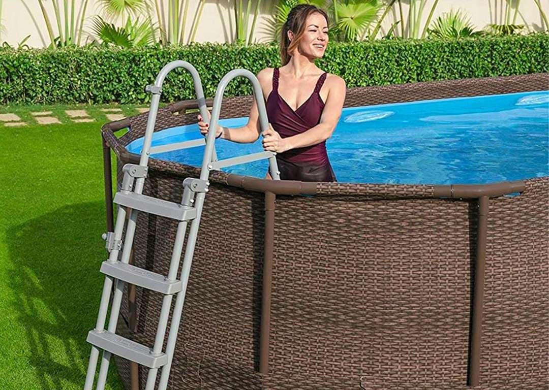 Bestway 56714 | Size 14.0 x 8.0 x 3.29 Ft | Power Steel Vista Series Oval Metal Frame Portable Ready-Made Swimming Pool - Image 3
