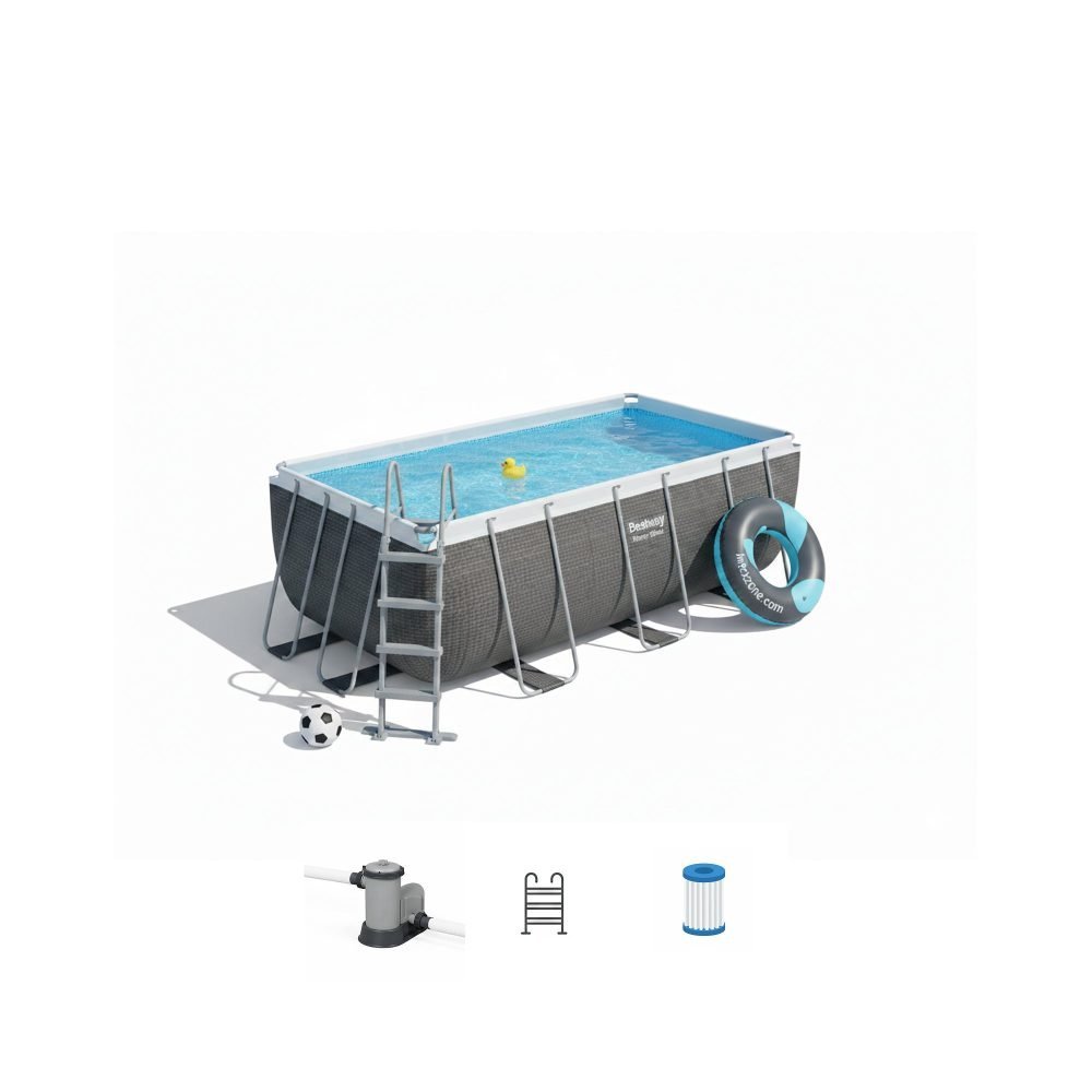 Bestway 56721 | Size 13.0 x 6.11 x 3.50 Ft | Power Steel Rectangular Metal Frame Portable Ready-Made Swimming Pool