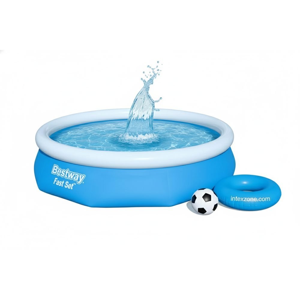 Bestway 57266 | Size 10.0 x 10.0 x 2.5 Ft | Inflatable Round Fast Set Portable Ready-Made Swimming Pool