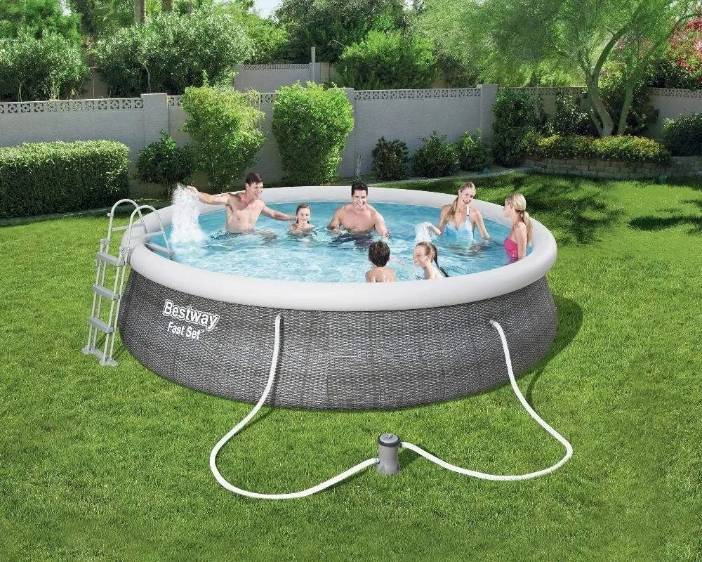 Bestway 57372 | Size 15.0 x 15.0 x 4.0 Ft | Inflatable Round Fast Set Portable Ready-Made Swimming Pool - Image 2
