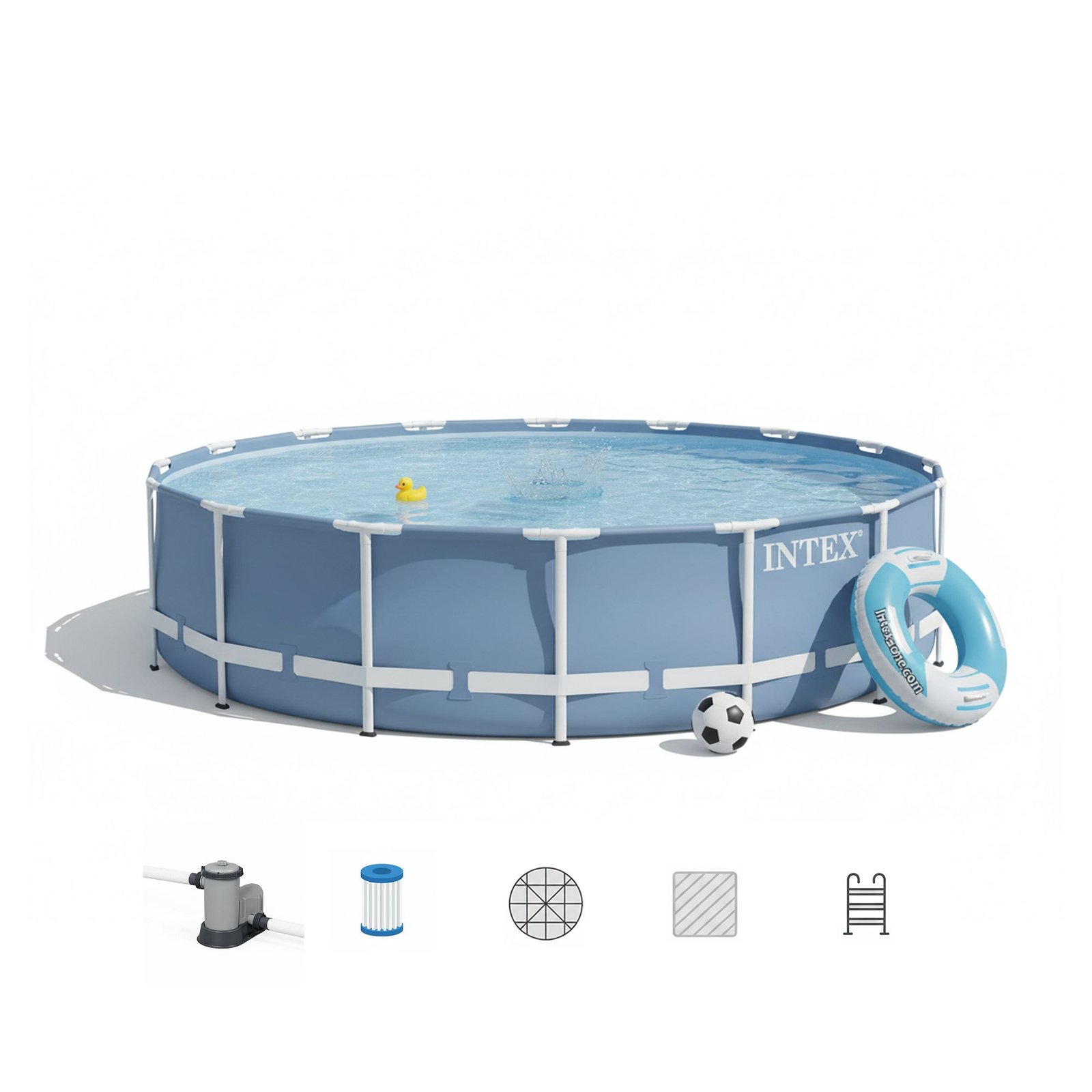 Intex 26762 | Size 24.02 x 24.02 x 4.33 Ft | Prism Frame Round Metal Frame Portable Ready-Made Swimming Pool