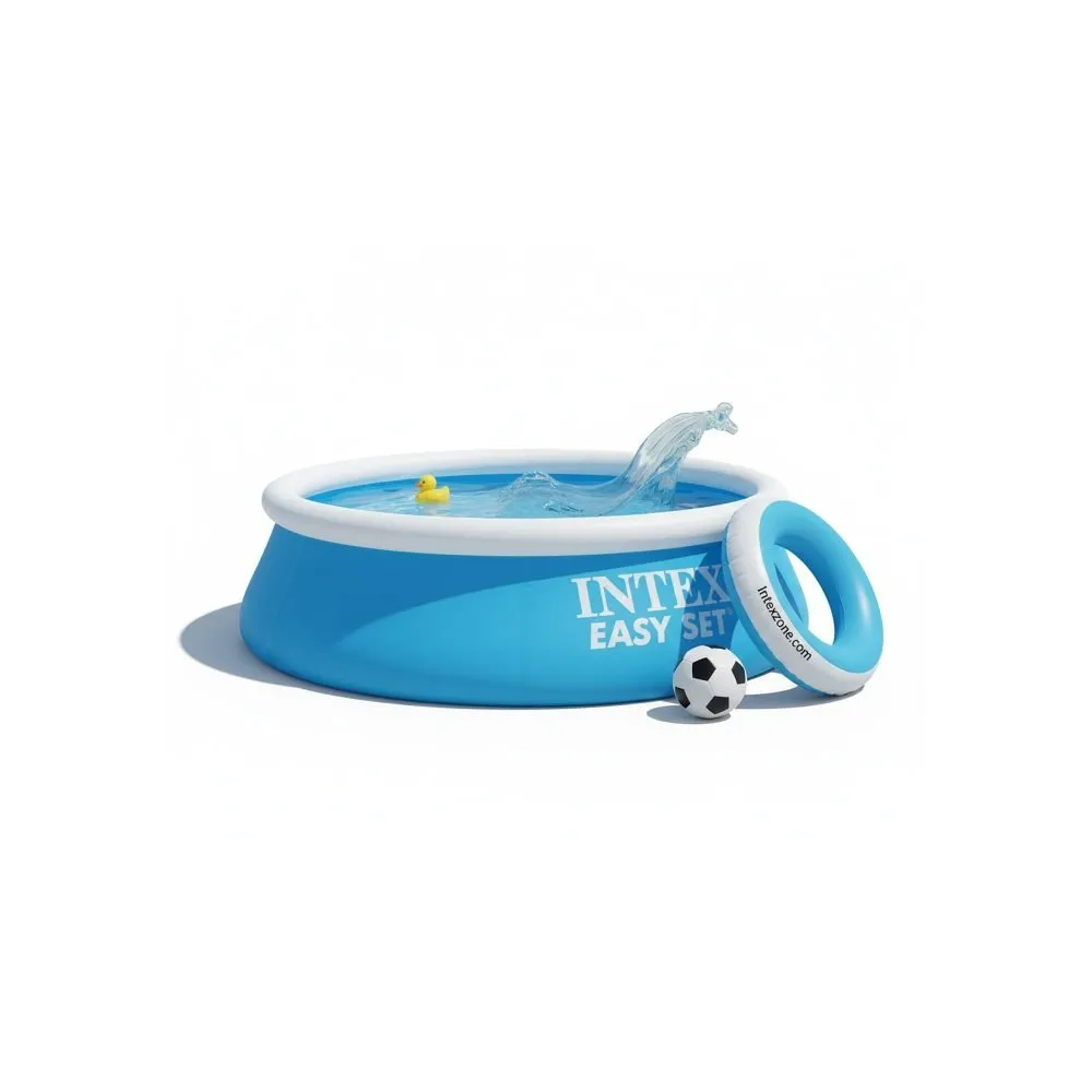 Intex 28101 | Size 6.4 x 6.11 x 2.00 Ft | Easy Set Round Inflatable Portable Above Ground Swimming Pool