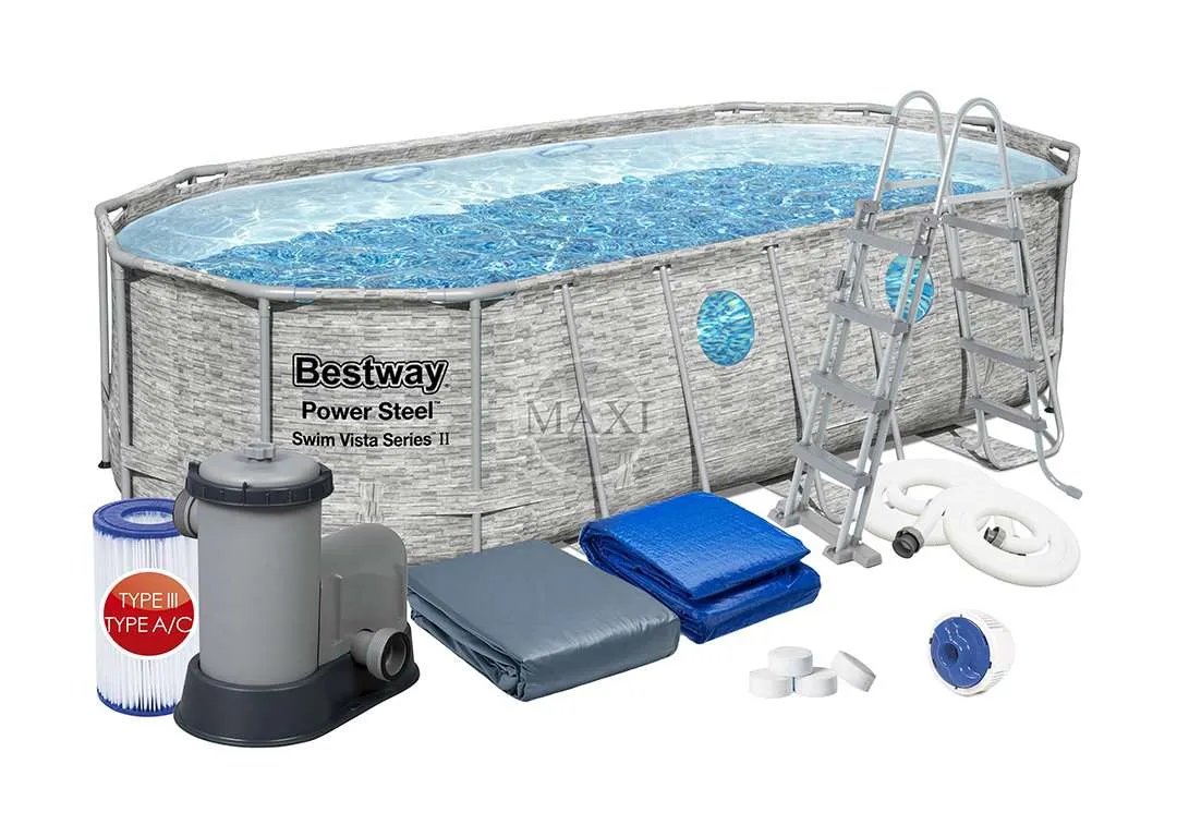 Bestway 56716 | Size 18.0 x 9.0 x 4.00 Ft | Power Steel Vista Series Oval Metal Frame Portable Ready-Made Swimming Pool - Image 3