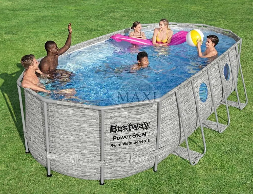 Bestway 56716 | Size 18.0 x 9.0 x 4.00 Ft | Power Steel Vista Series Oval Metal Frame Portable Ready-Made Swimming Pool - Image 4